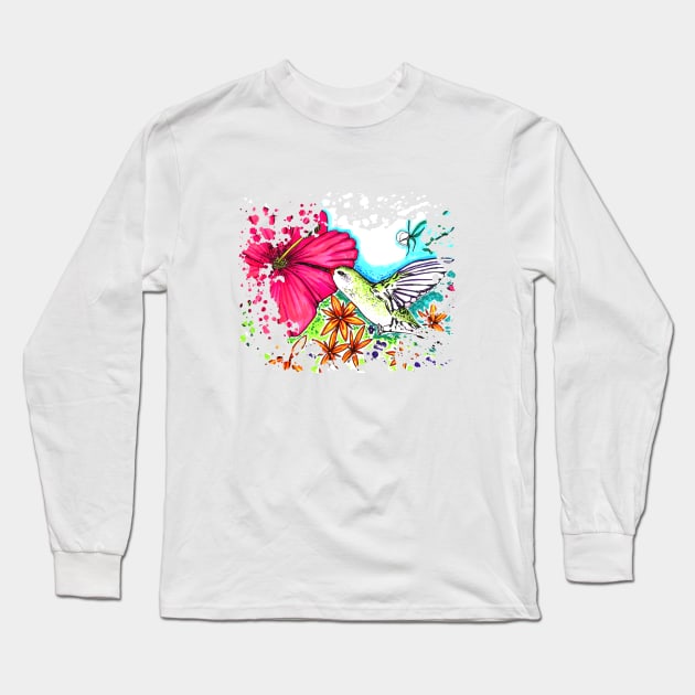 Hummingbird Long Sleeve T-Shirt by adamzworld